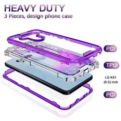 AMPURSQ Case for LG K51 (LMK500), LG Reflect (L555DL) Case,Glitter Liquid Moving Quicksand Design Heavy Duty Protection with Rugged Hard PC and TPU Bumper Cover for LG Phone (Purple)