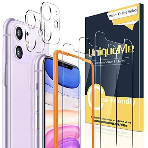 [2+3 Pack] UniqueMe Camera Lens Protector and Screen Protector for iPhone 11 6.1 inch Tempered Glass HD Clarity [Premium] Bubble Free Easy Install