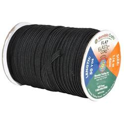 Mandala Crafts Flat Elastic Band, Braided Stretch Strap Cord Roll for Sewing and Crafting; 1/4 inch 6mm 50 Yards Black