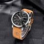 BENYAR Waterproof Quartz Men Watch, Fashionable Chronograph Analog Water-Resistant Business Brown Leather Watches