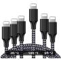 iPhone Charger,Aqualief Lightning Cable 3/3/3/6/6/10FT 6Pack Nylon Braided USB Charging Cable Compatible with iPhone 11/11 Pro Max/XS MAX/XR/XS/X/8/7/Plus/6S/iPad
