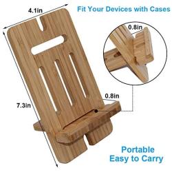 Cell Phone Tablet Stand, Bamboo Wooden Smart Phone Desktop Charging Dock Holder Compatible with Pad, Phone 8 Plus X XS Max XR, All iOS & Android Phone, Tablet - 1 Pack