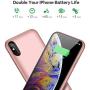 Feob Battery Case for iPhone XS/X/10, Rechargeable 6500mAh Portable Charging Case Extended Battery Pack Cover Power Bank Charger Case for iPhone Xs/X[5.8 inch]-Rose Gold