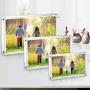 Boxalls 3.5x5 Inches Acrylic Picture Frames- 5 Pack, Desktop Frameless Photo Frames with Magnetic, Double Sided Transparent (5 Pack)