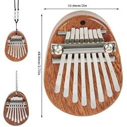 TIMESETL 8 Key Kalimba Mini Thumb Piano With Pendant, Portable Mbira Solid Wood Finger Piano for Kids and Adults Beginners