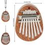 TIMESETL 8 Key Kalimba Mini Thumb Piano With Pendant, Portable Mbira Solid Wood Finger Piano for Kids and Adults Beginners