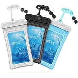 Waterproof Phone Case, 3 Pack Cambond Floating Waterproof Phone Pouch, Transparent TPU Water Proof Cell Phone Pouch Dry Bag with Lanyard for iPhone X 8 7 6s Plus Galaxy S9 S8 S7, Black Blue White