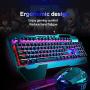 FELiCON Wired Game Keyboard and Mouse Combo, RGB LED Backlit Mechanical Feel Keyboard with Hand Rest Phone Holder,and 6 Button 3200 DPI Mice and Large RGB Mouse Pad for Computer Gamer Office