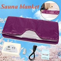 Uttiny Far Infrared Sauna Blanket, 70.8x31.4 Inches 110V 2 Zone Waterproof Detoxification Blanket with Safety Switch Used As Home Sauna for Body Shape Slimming Fitness (Purple)