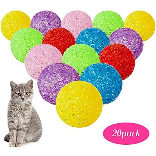 Sumind 20 Pieces Cat Toys Balls with Bells Interactive Cat Exercise Toy Cat Play Balls Pet Toys of Keeps Busy for Cat (Assorted Color)