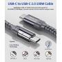 USB C to USB C Fast Charging Cable 100W 10ft, JSAUX 5A USB Type C Cable Compatible with MacBook Pro 2019 2018, iPad Pro 2019 2018, Samsung Galaxy S20 S20+ S20 Ultra Note 10 Plus A80, Pixel 3/3a/2-Grey