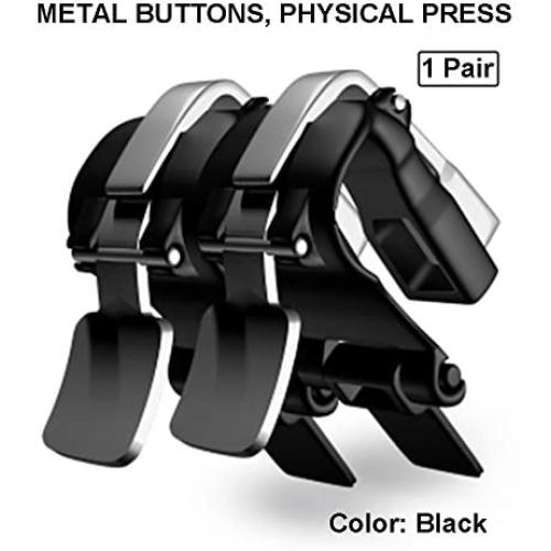 Mobile Game Controller for PUBG, Metallic Aim and Capacitive Sensitive Press Shooting Buttoms L1 R1 for PUBG/Knives Out/Rules of Survival, Mobile Phone Joystick for Android iPhone iOS 1 Pair (Black)