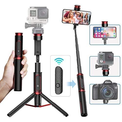 Selfie Stick Tripod, CAFELE All in One Extendable Tripod Stand with Detachable Bluetooth Remote,Lightweight Aluminum Tripod for iPhone 11/XS MAX/X/8/8 Plus, Galaxy S10/S9/S9 Plus, More