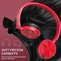 Vogek On Ear Headphones with Mic, Stereo Bass Fold-Flat Headset, Wired Portable Earphones with Microphone, Adjustable Headband and 1.5M Tangle Free Cord for Kids Students Teens Adults, Red