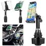 LUXMO Cup Holder Phone Mount & Tablet Holder for Car, 2-in-1 Car Cradles with Adjustable Neck Extended Cup Holder for Cell Phone iPhone, Samsung, Google & iPad Air/Mini, Galaxy Tab Under 12.9”Tablet.