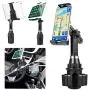 LUXMO Cup Holder Phone Mount & Tablet Holder for Car, 2-in-1 Car Cradles with Adjustable Neck Extended Cup Holder for Cell Phone iPhone, Samsung, Google & iPad Air/Mini, Galaxy Tab Under 12.9”Tablet.