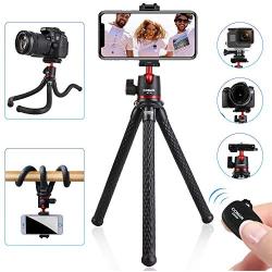 Phone Tripod, COMAN Premium Flexible Tripod, Portable and Adjustable Phone Tripod Stand with Wireless Remote and Hidden Phone Tripod Mount with Cold Shoe, Compatible with iPhone, for Camera GoPro