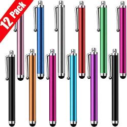 Stylus Pen 12 Pack of Pink Purple Black Green Silver Stylus Universal Touch Screen Capacitive Stylus for Kindle Touch ipad iPhone 6/6s 6Plus 6s Plus Samsung S5 S6 S7 Edge S8 Plus Note, Multicolor