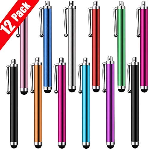 Stylus Pen 12 Pack of Pink Purple Black Green Silver Stylus Universal Touch Screen Capacitive Stylus for Kindle Touch ipad iPhone 6/6s 6Plus 6s Plus Samsung S5 S6 S7 Edge S8 Plus Note, Multicolor