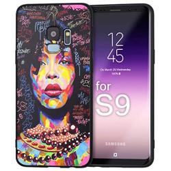 XIX Samsung Galaxy S9 Case African American Afro Girls Women Slim Fit Shockproof Bumper Cell Phone Accessories Thin Soft Black TPU Protective Samsung Galaxy S9 Cases (01)