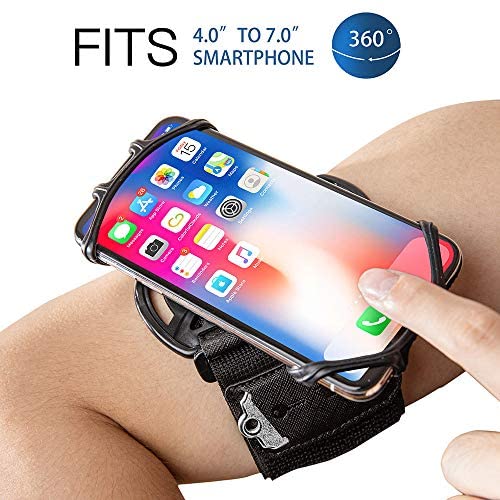 Cell Phone Running Armband Holder for iPhone,Galaxy,Google Pixel,LG.All 4~7 Inchs Smart Phones,360 Rotatable, Workout Universal Adjustable Arm Band, Strap/Pocket for Women Men Jogging Gym Riding