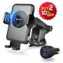 Qi Wireless Charger Car Mount - Corehan Automatic Clamping Car Fast Wireless Charger with Air Vent Phone Holder Dashboard Cell Phone Holder & Car Charger, Compatible with iPhone Galaxy Phone