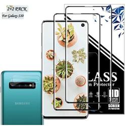 Galaxy S10 Screen Protector + Camera Lens Protector By EESHELL, [2 Pack + 2 Pack] [New Version] [Touch Sensitive] [Case Friendly] [Fingerprint Compatible] for Samsung Galaxy S10