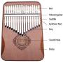 Kalimba Thumb Piano 17 Keys with Tuning Hammer and Study Instruction,Portable Mbira Sanza Finger Piano, Musical Intruments Gifts for Kids Adults Beginners