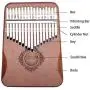 Kalimba Thumb Piano 17 Keys with Tuning Hammer and Study Instruction,Portable Mbira Sanza Finger Piano, Musical Intruments Gifts for Kids Adults Beginners