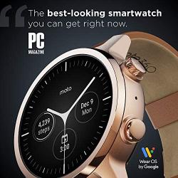 Moto 360 3rd Gen 2020 - Wear OS by Google - The Luxury Stainless Steel Smartwatch with Included Genuine Leather and High-Impact Sports Bands - Gold