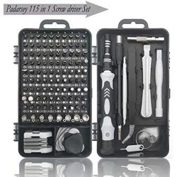 Padarsey Precision Screwdriver Set 115 in 1 Repair Tools Kit with Magnetic Driver Kit,Electronics Precision Screwdriver Set with Portable Bag for Repair Computer, Cell Phone, PC, iPhone,Lap Black