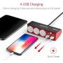 BESTEK 3-Socket 200W 12V/24V DC Cigarette Lighter Power Adapter with 6A 4-Port Car USB Splitter Charger