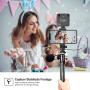 U-Vlog Mini Camera Tripod Stand,Upgraded Extendable Selfie Stick Tripod with Dual Cold Shoe and 1/4 Inch Screw,Handle Grip for Gopro/DJI Osmo Action/Pocket/Sony/Canon/Nikon DSLR Camera