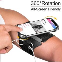 VUP Running Armband for iPhone 11 Pro Max X XR XS 8 7 6 6s Plus,Galaxy S10 S9 S8 Plus, Note 9/8/5/4,Google Pixel 3/2 XL,360°Rotatable with Key Holder Phone Armband for Hiking Biking Walking（Black)