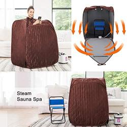 Portable Home 2L Steam Sauna with Remote Control,Indoor Foldable Steam Sauna Tent Spa Pot Loss Weight Detox Relaxation (with Foldable Chair& Timer) (Coffee)