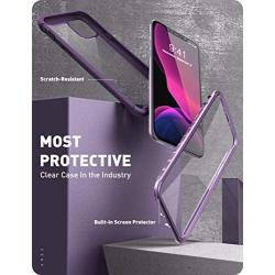 i-Blason Ares Case for iPhone 11 6.1 inch (2019 Release), Dual Layer Rugged Clear Bumper Case with Built-in Screen Protector (Purple)