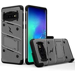 ZIZO Bolt Series for Galaxy S10 Case with Kickstand Holster Lanyard - Gun Metal Gray