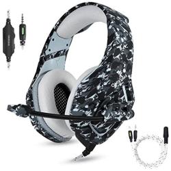 PS4 Gaming Headset with Microphone for PC New Xbox One PSP Gamer Headphones with Mic Noise Cancelling for Laptop, Mac, Smart Phones, Nintendo Switch, Surround Stereo Sound Volume Control(Camouflage)