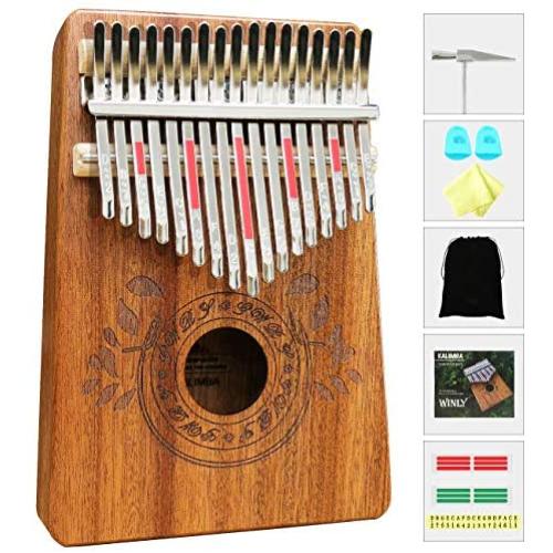 UNOKKI Kalimba 17 Keys Thumb Piano with Study Instruction and Tune Hammer, Portable Mbira Sanza African Wood Finger Piano, Gift for Kids Adult Beginners Professional.