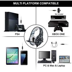 PS4 Gaming Headset with Microphone for PC New Xbox One PSP Gamer Headphones with Mic Noise Cancelling for Laptop, Mac, Smart Phones, Nintendo Switch, Surround Stereo Sound Volume Control(Camouflage)