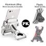 vicelecus Motorcycle Phone Mount, Adjustable Anti Shake Metal Bike Phone Holder for iPhone X/8/7/6 Plus Samsung Galaxy S9/S8/S7/S6 GPS, Holds Devices up to 3.7" Width (Silver)