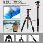ZOMEi M5 Camera Tripod Lightweight Travel Tripod Monopod 2 in 1 Portable Camera Tripod Stand with 360 Degree Ball Head, Remote Bluetooth and Phone Clip for Cameras, Smartphone
