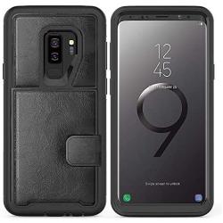 Galaxy S9 Plus Case,Slim Fit Premium Leather Samsung Galaxy S9 Plus Wallet Case Card Slots Shockproof Folio Flip Protective Defender Shells for Samsung Galaxy S9 Plus - Black