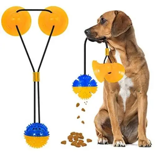 Suction Cup Dog Toys - 2020 Upgraded Pet Molar Bite Toy with 2 Suction Cups, Puppy Rope Toys for Playing Tug of War, Interactive Dog Chew Toys for Pulling Tugging Chewing Teeth Cleaning and Training