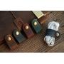 ZE Handmade Genuine Leather Button Closure Cable Organizer for USB Cables,Mobile Phone Charge Wires,Laptop Cords,Earbuds/Earphones Wires Set of 3