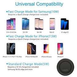 Wireless Charger 10W Qi Fast Wireless Charging Pad,7.5W Compatible with iPhone 11,11 Pro,11 Pro Max,Xs Max,XR,XS,X,8,8 Plus,10W for Samsung Galaxy S10,S10+,S9,S8,Note 10,10+,9,8,AirPods(No AC Adapter)