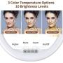 Zecti 10 inch Ring Light with Stand and Phone Holder, LED Selfie Light Ring with Dimmable 3 Color Modes and 10 Brightness for Live Stream Makeup Photography Compatible with iPhone Xs Android-White