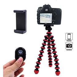 DAISEN Camera Tripod, Octopus Camera Holder and Phone Tripod for iPhone/Universal Smartphone/Cell Phone/Camera Arbitrary Installed with Remote Control(Red)