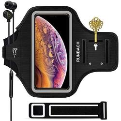 iPhone 11 Pro Max/iPhone Xs Max Armband,RUNBACH Sweatproof Running Exercise Bag with Fingerprint Touch and Card Slot for 6.5 Inch iPhone 11 Pro Max/iPhone Xs Max (Black)