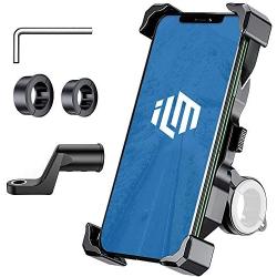 ILM Motorcycle Bike Phone Mount Holder 360° Rotation Adjustable Clamps for Handlebars Cell Phones iPhone Samsung Galaxy HUAWEI HTC (Classic Phone Holder)